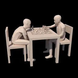 Low Poly Kids Playing Chess