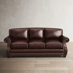 Vintage Rolled Arm Leather Sofa
