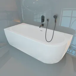 3D model of a sleek corner bathtub designed for modern bathrooms, created with Blender 3D software.