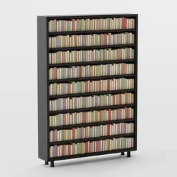 Highly detailed Blender 3D model of a bookshelf with procedural materials, customizable geometry nodes, and versatile design.