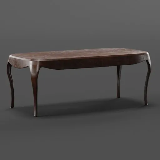 Detailed Blender 3D model showcasing elegantly curved legs and a textured wood surface, perfect for vintage decor scenarios.