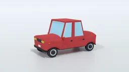 3D-rendered red cartoon-style car model with simplistic design, compatible with Blender.