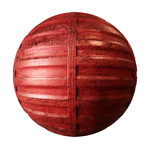 2K PBR corrugated metal texture for 3D models with detailed scratches and rust, suitable for Blender and PBR-compatible applications.