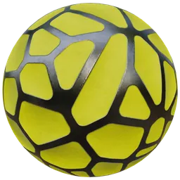 High-resolution PBR Painted Wall Texture with yellow concave shapes and silver metallic patterns for 3D modeling.