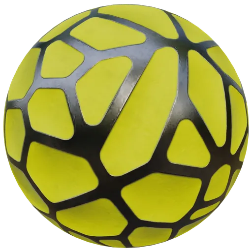 High-resolution PBR Painted Wall Texture with yellow concave shapes and silver metallic patterns for 3D modeling.