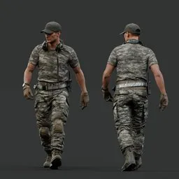 Tactical Infantry Soldier Walking pose
