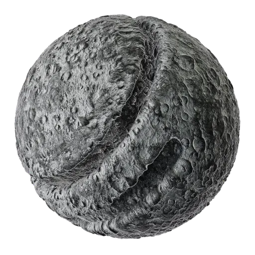 Seamless PBR Moon / Asteroid texture for Blender 3D with customizable scale, displacement, and color adjustments.