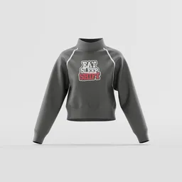 Cropped Mock-Neck Sweatshirt