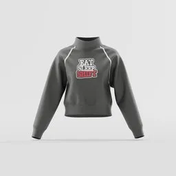 Cropped Mock-Neck Sweatshirt