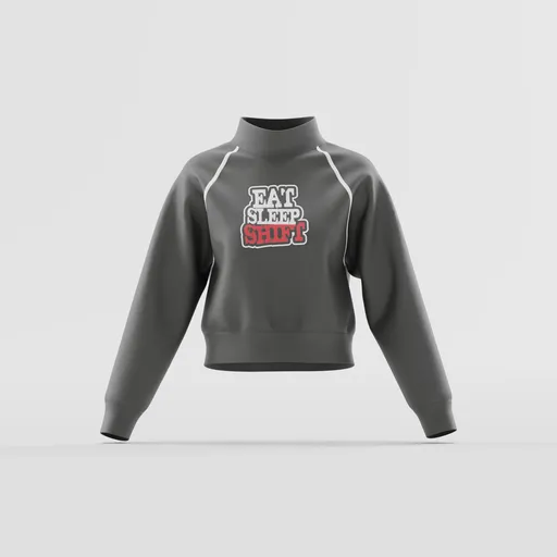 Cropped Mock-Neck Sweatshirt
