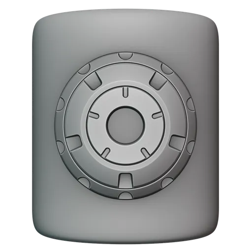 High-detail mechanical imprint for 3D modeling in Blender, ideal for adding complex surface details.