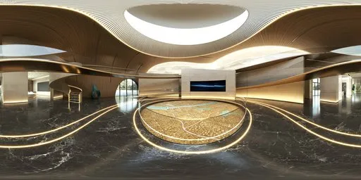 Circle Celling Wood Exhibition hall