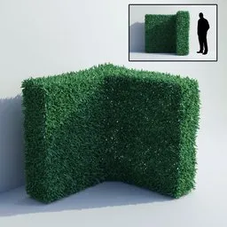 Highly detailed Blender 3D corner hedge model for garden scenes.
