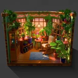 Stylized Cozy Room with Plants