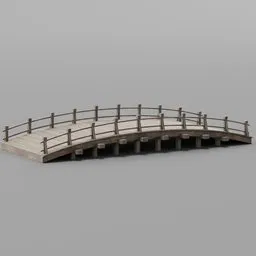 Detailed 3D wooden bridge model for Blender, suitable for historic game environments.