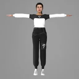 Woman Streetwear Outfit Rigged