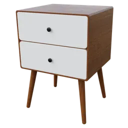 High-quality Blender 3D model of a mid-century nightstand with realistic textures for virtual staging.