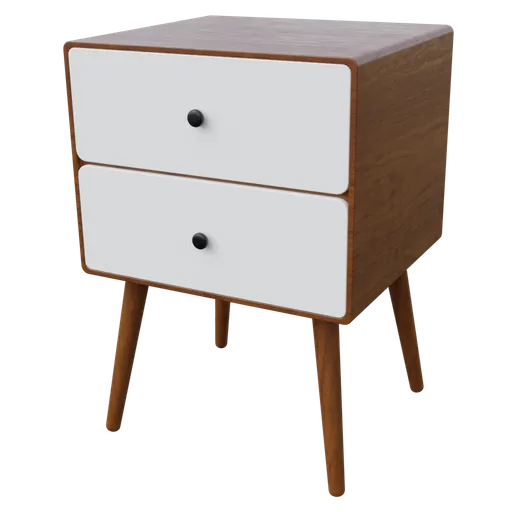 High-quality Blender 3D model of a mid-century nightstand with realistic textures for virtual staging.