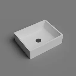 3D model of a minimalist square wash basin, rendered in Blender, ideal for modern bathroom design visualizations.
