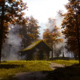 Foggy Woodland Shack