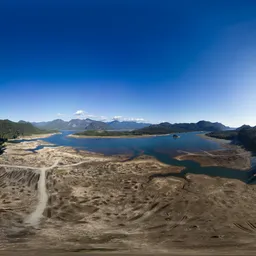 Aerial Lake and Mountains Sunny