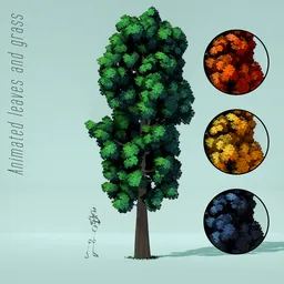 Cartoon Style Thick Trunk Tall Tree