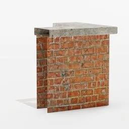 Detailed 3D brick wall corner with textured surfaces for vertex painting, ideal for Blender cityscape modeling.