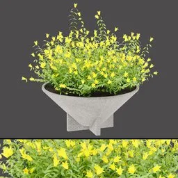 Yellow Bellflower Concrete Planter