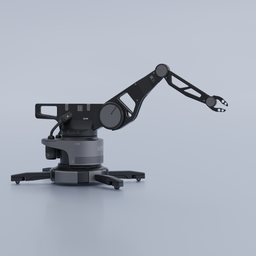 "SciFi Industrial Robot in Blender 3D: A Gigantic Machine with Shrugging Arms and a Zeiss Camera on a Table."