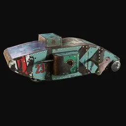 1920s British Tin Toy Tank Old