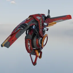 Red Manga Drone Spaceship