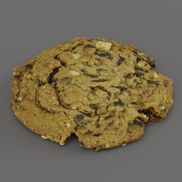 Realistic 3D chocolate chip cookie model with detailed 8K textures for Blender rendering.