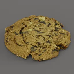 "Indulge in a delicious chocolate chip cookie 3D model with 8k textures, perfect for use in Blender 3D. This sweet treat is half-eaten and so realistic, it's almost unreal! Created for the SweetsDessert category in BlenderKit, this AI-generated render is a visual delight."