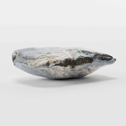 Detailed 3D scanned beach rock model with realistic PBR textures, compatible with Blender for virtual landscaping.