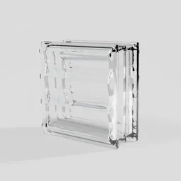 Realistic 3D glass block model, ideal for architectural renders in Blender, showing intricate light refraction.