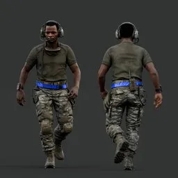 Tactical Infantry Soldier Walking Pose
