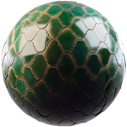 Vintage green ceramic tile texture for PBR material in Blender 3D, ideal for 3D modeling and rendering.