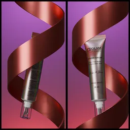 cosmetic cream rolling in red ribbon mockup