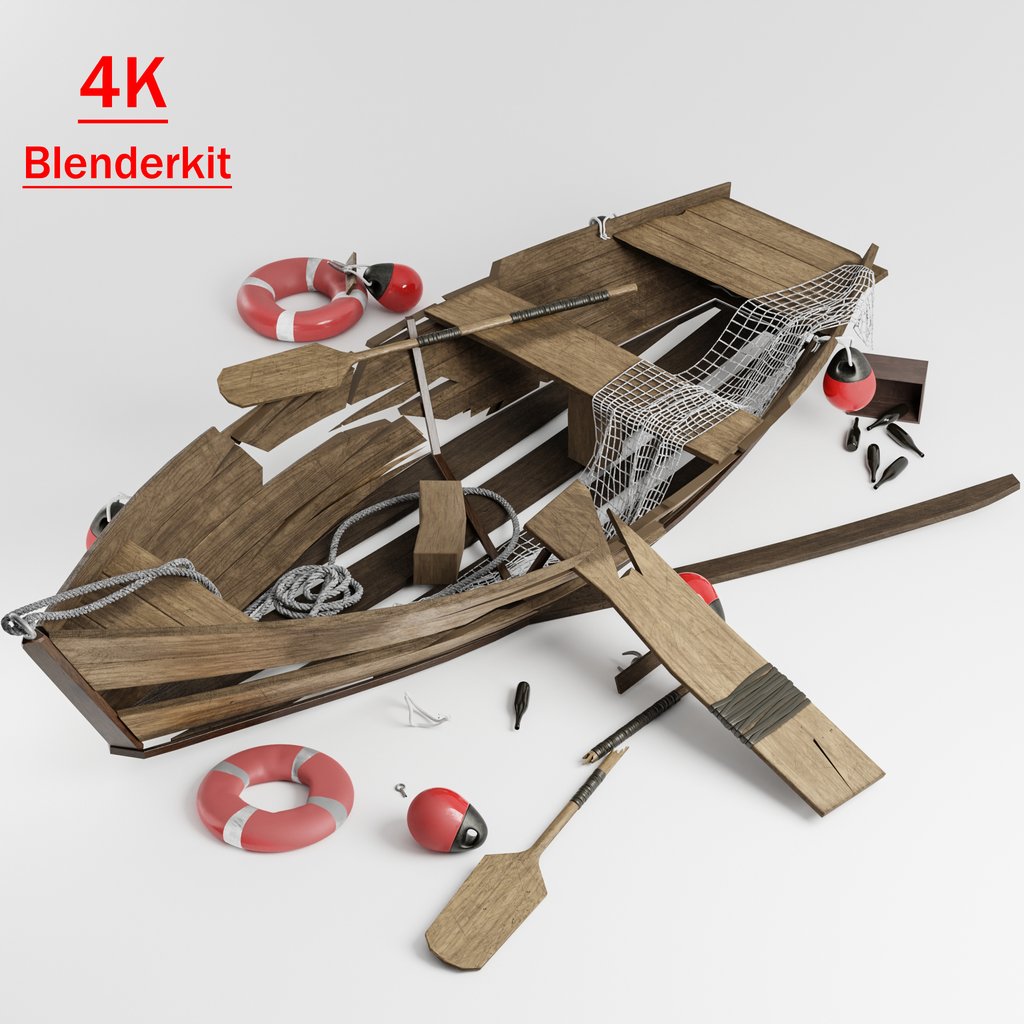 Damage Boat Boats models BlenderKit