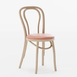 Elegant 3D wooden chair model with cushioned seat, perfect for Blender interior design.