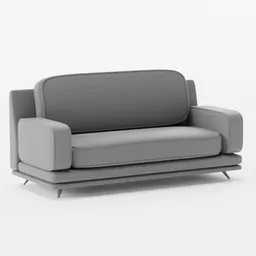"Gray covered fancy sofa 3D model for Blender 3D with detailed body shape and contrasting feature. Procedural material adds simplicity to the monochrome design. Ideal for modern interiors."