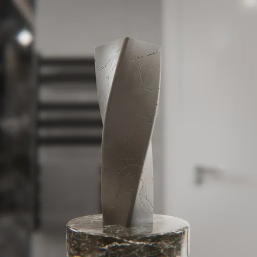 Minimalist Twisted Concrete Sculpture