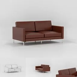 Knoll Divina Two Seat Leather Sofa