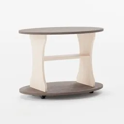 Elegant two-tiered wooden coffee table 3D model with unique pyramid leg design for Blender rendering.