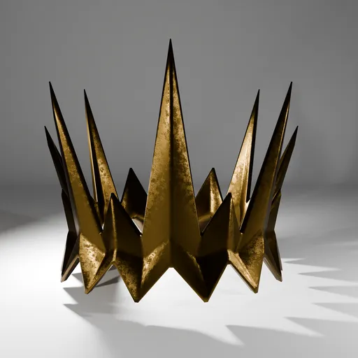Detailed 3D model of a spiky golden crown for Blender, designed for character customization.