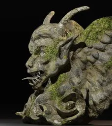 Detailed 3D-rendered gargoyle with intricate textures compatible with Blender for digital sculpting.