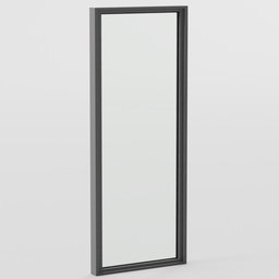 "Fixed Window Panel - Versatile 3D Model for Blender 3D: Ideal for high rise windows, office windows, and curtain windows. This realistic 3D model features a sleek black-framed mirror on a white background, perfect for various applications. Enhance your Blender 3D projects with this top-notch window panel."