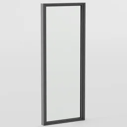 "Fixed Window Panel - Versatile 3D Model for Blender 3D: Ideal for high rise windows, office windows, and curtain windows. This realistic 3D model features a sleek black-framed mirror on a white background, perfect for various applications. Enhance your Blender 3D projects with this top-notch window panel."