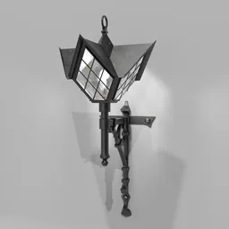 Wrought iron outdoor wall lamp