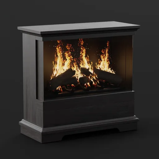 Animated Fireplace Cabinet Glass